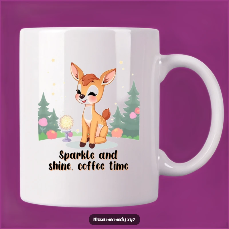 Funny Deer Fawn Mug: Joyful Sparkle Admiration, A Whimsical Funny Gift!