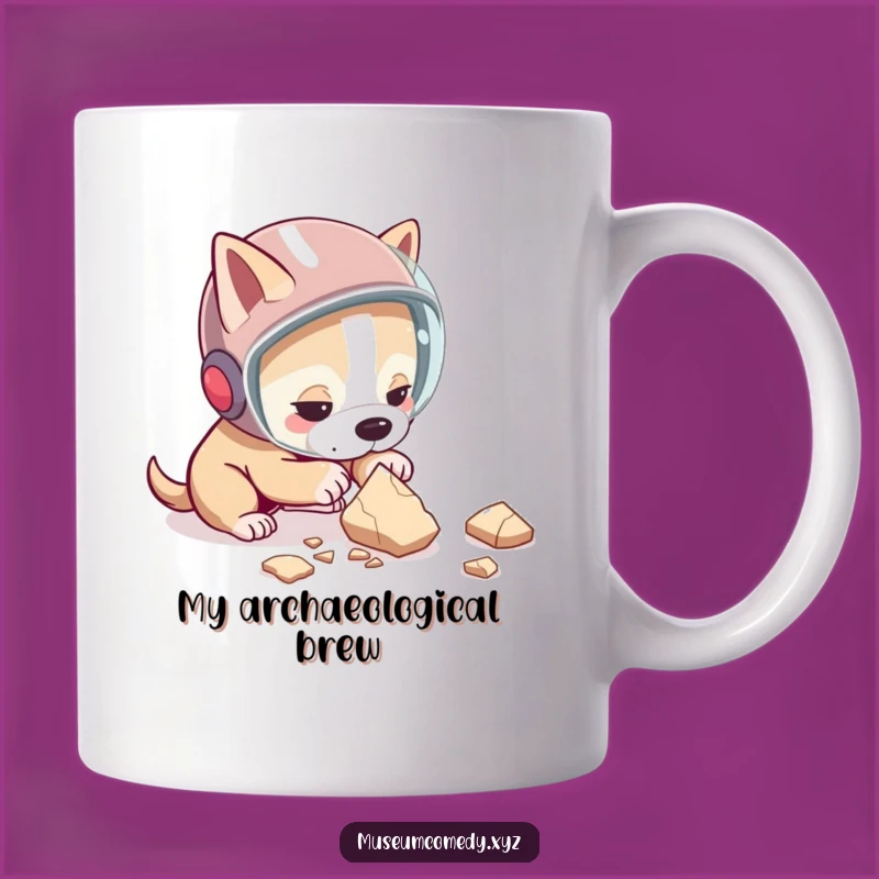 Funny Dog Archaeologist Mug: A Determined Canine's Pottery Dig Adventure Gift