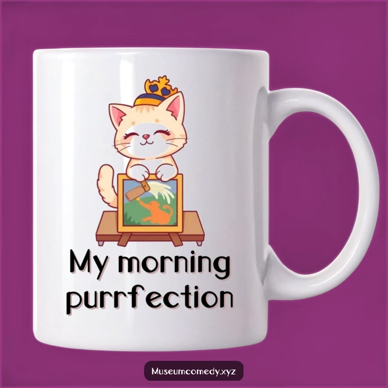 Funny Regal Cat Curator Mug: Playful Feline Art Lover Gift