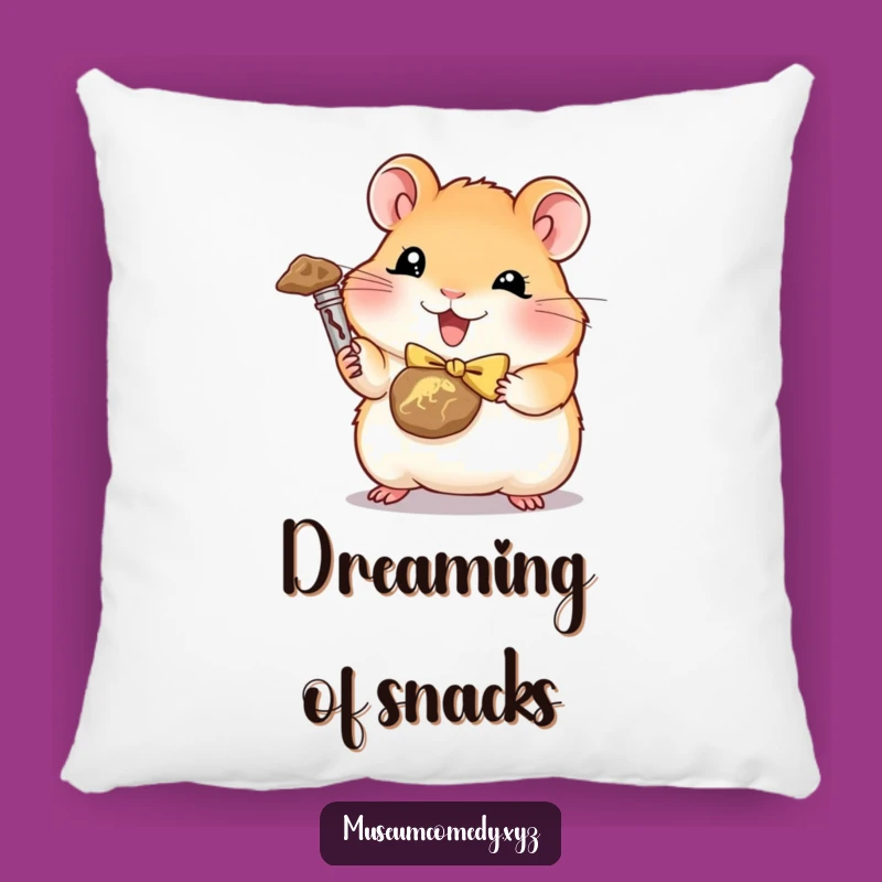 Funny Hamster Fossil Hunter Pillow: Cozy Comfort with Prehistoric Charm