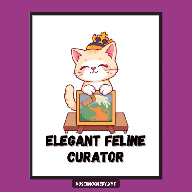 Funny Regal Cat Curator Digital Art: Instant Elegant Wall Decor