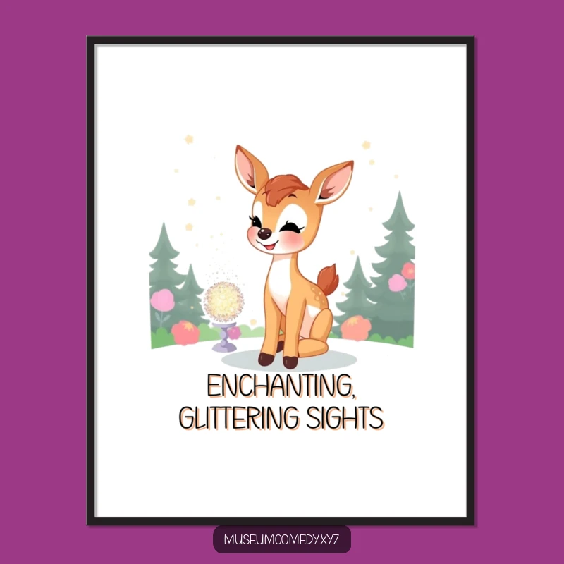 Funny Deer Fawn Digital Print: Instant Joyful Sparkle, Downloadable Funny Art Gift