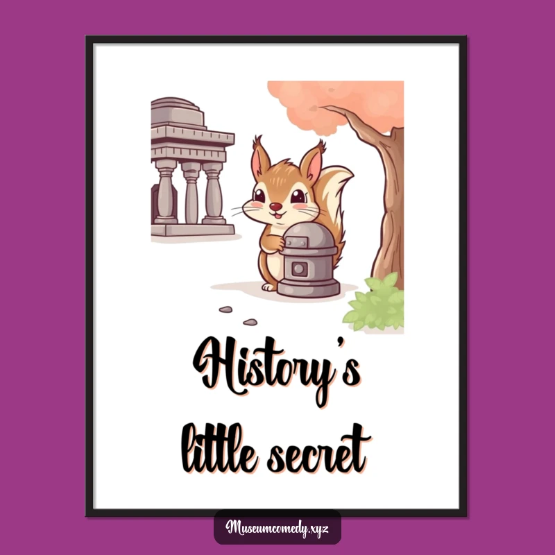 Funny Squirrel Artifact Digital Print: Instant History Whimsy, Downloadable Funny Art Gift