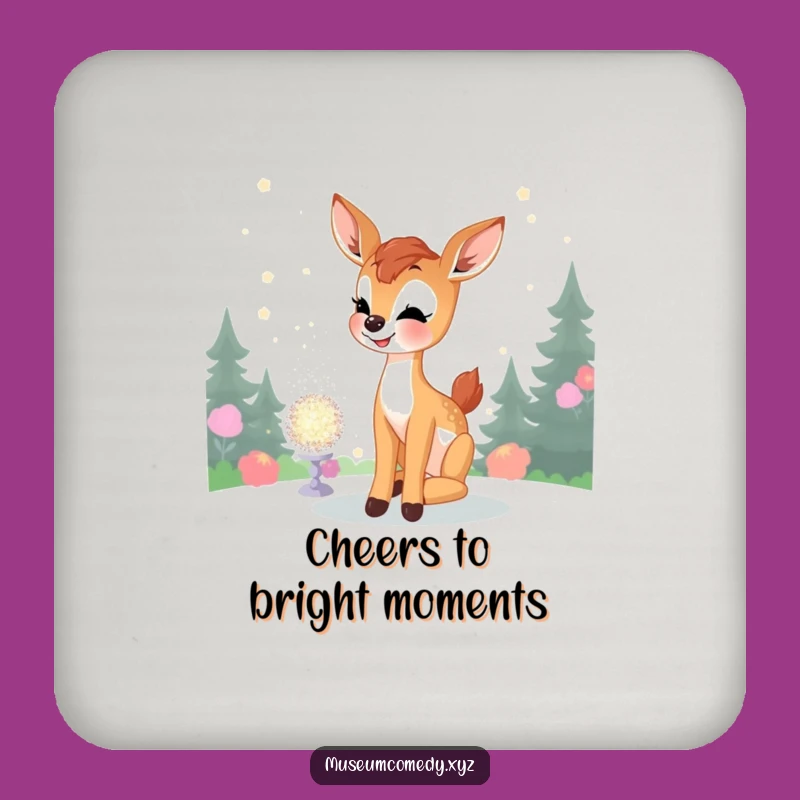 Funny Deer Fawn Coasters: Protect Surfaces with Sparkle, Quirky Funny Gift Set
