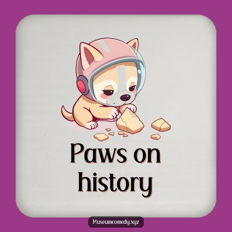 Funny Dog Archaeologist Coaster: Protect Surfaces with Canine Charm