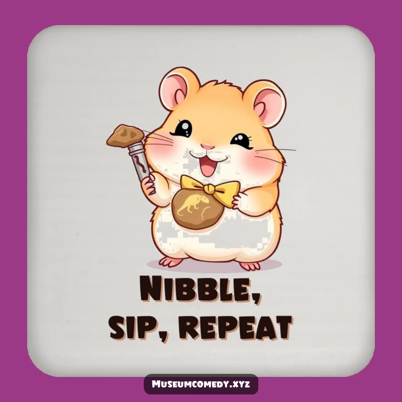 Funny Hamster Fossil Hunter Coaster: Protect Surfaces with Prehistoric Flair