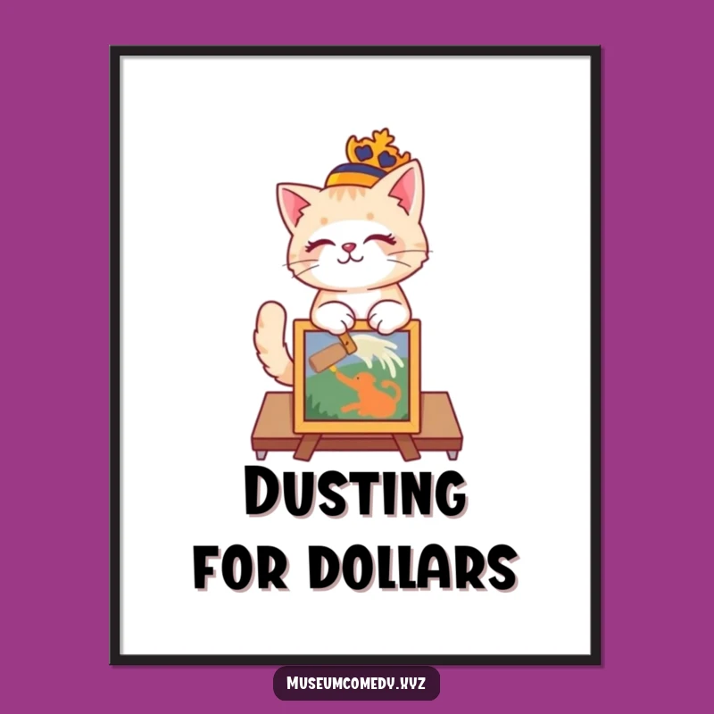 Funny Regal Cat Curator Poster: Elegant Wall Art for Feline Fans
