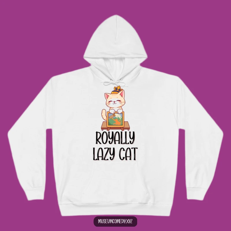 Cozy Funny Regal Cat Curator Hoodie: Warm Comfort for Art Lovers