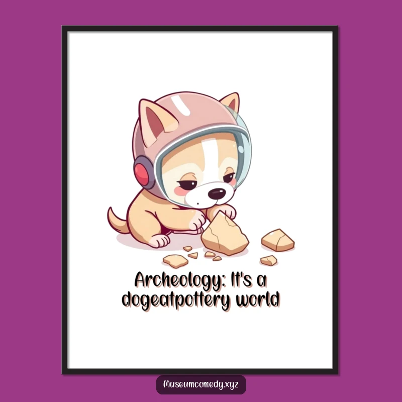 Free Printable Wall Art: Funny Dog Archaeologist Helmet Art - Downloadable Humor