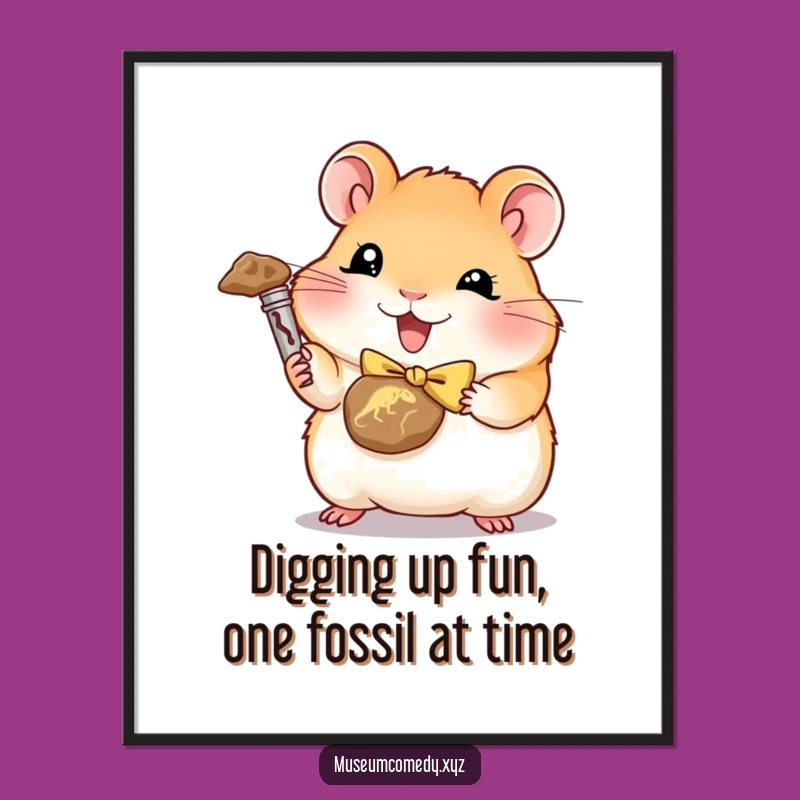 Free Printable Wall Art: Funny Hamster Paleontologist, Whimsical Downloadable Decor