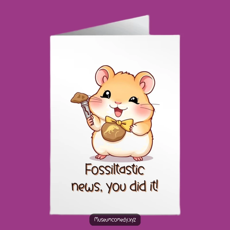 Free Printable Congrats Card: Funny Hamster Paleontologist, Perfect Downloadable Gift