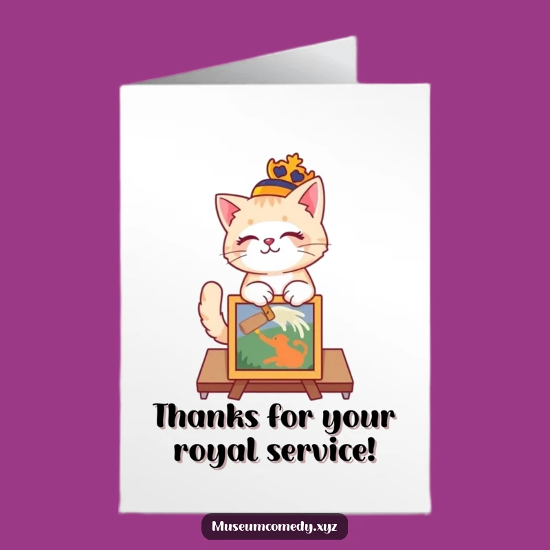 Free Printable Thank You Card: Cute Royal Cat, Sweet Downloadable Gift