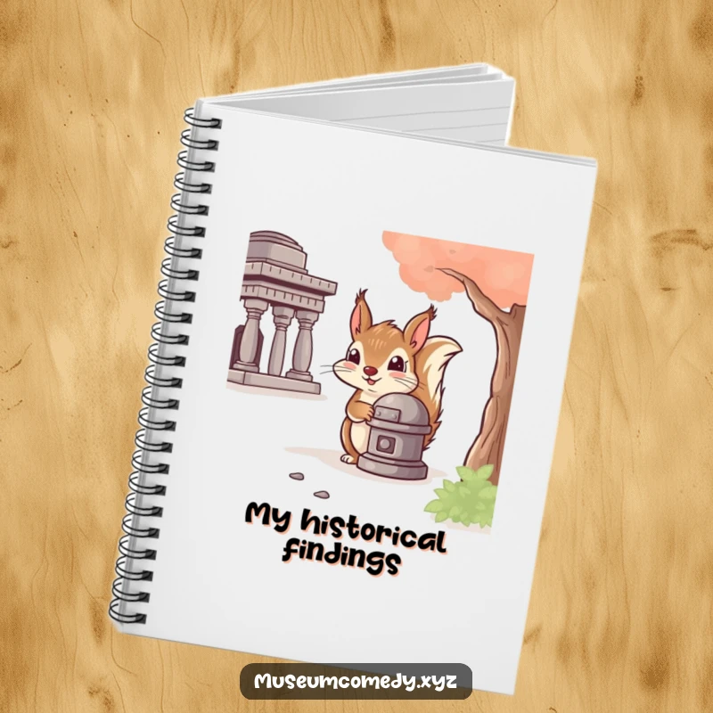 Funny Squirrel Artifact Notebook: A cheeky squirrel peeks from behind a historical artifact, inspiring notes on history and playful ideas.